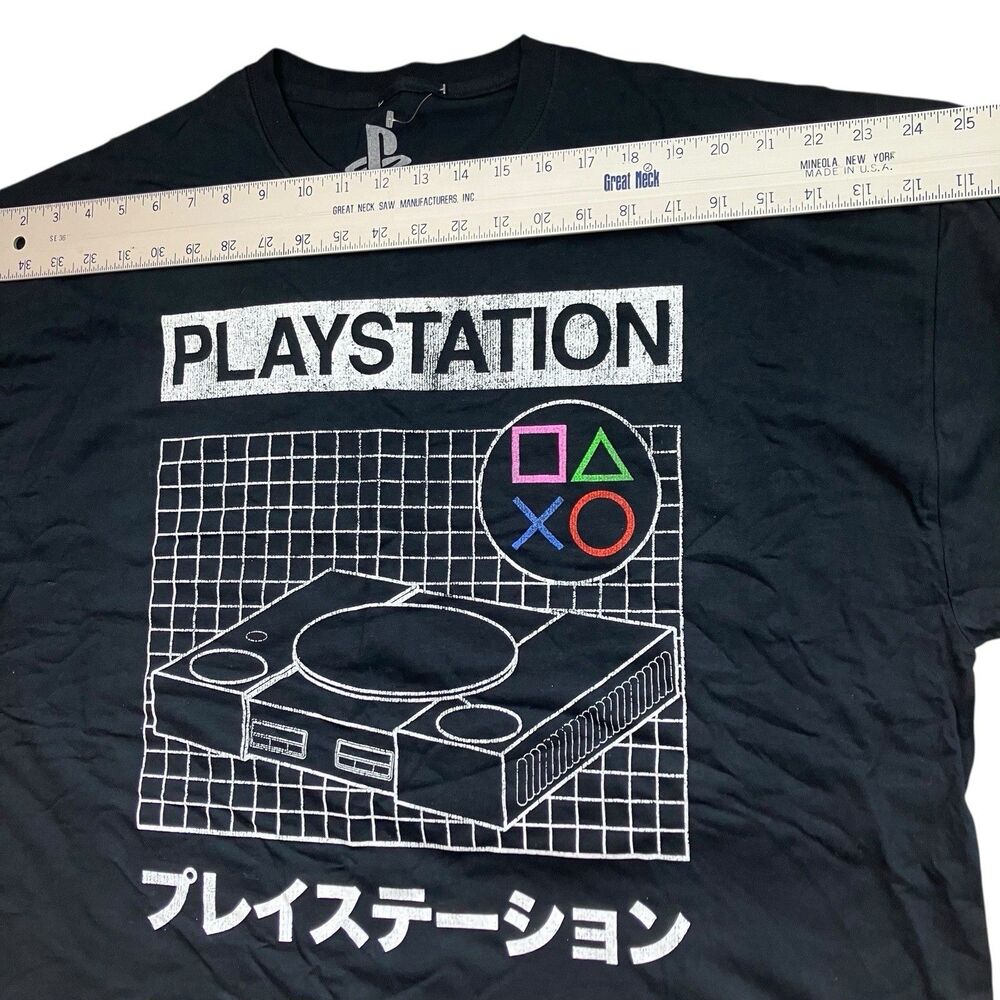 PlayStation‎ T-Shirt Mens Black Cotton Video Gamer Japanese Retro Novelty 2XL - Picture 6 of 9